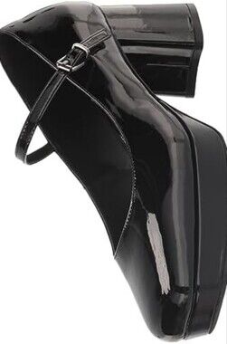 AEROSOLES SHANNON Black Patent  Mary Jane Platform Block Heels  Size 9W